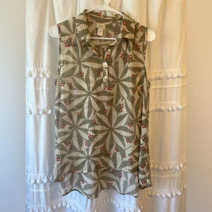 Canyon river blues sheer sleeveless blouse size M